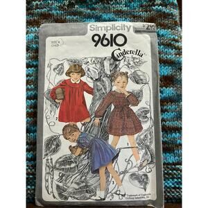 Simplicity sewing pattern  9610 Girls dress long sleeve button back 1980s